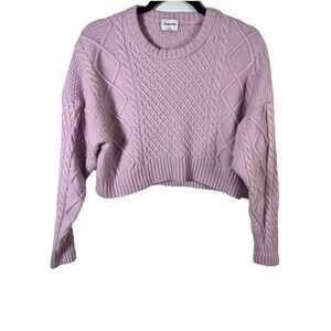 Aritzia Sunday Best Pink Cable Knit Cropped Sweater Womens Sz Medium Wool Blend